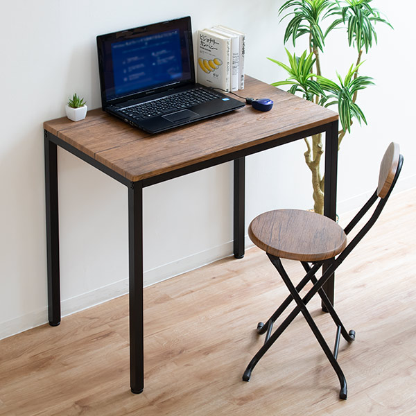 永井興産 デスク 幅80cm テーブル 木目調 コンパクト 机 スチール