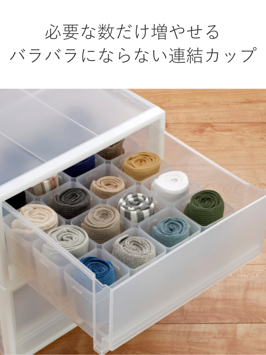 イノマタ化学 仕切りケース 幅7.4×奥行7.4×高さ8cm くつ下整理カップ M