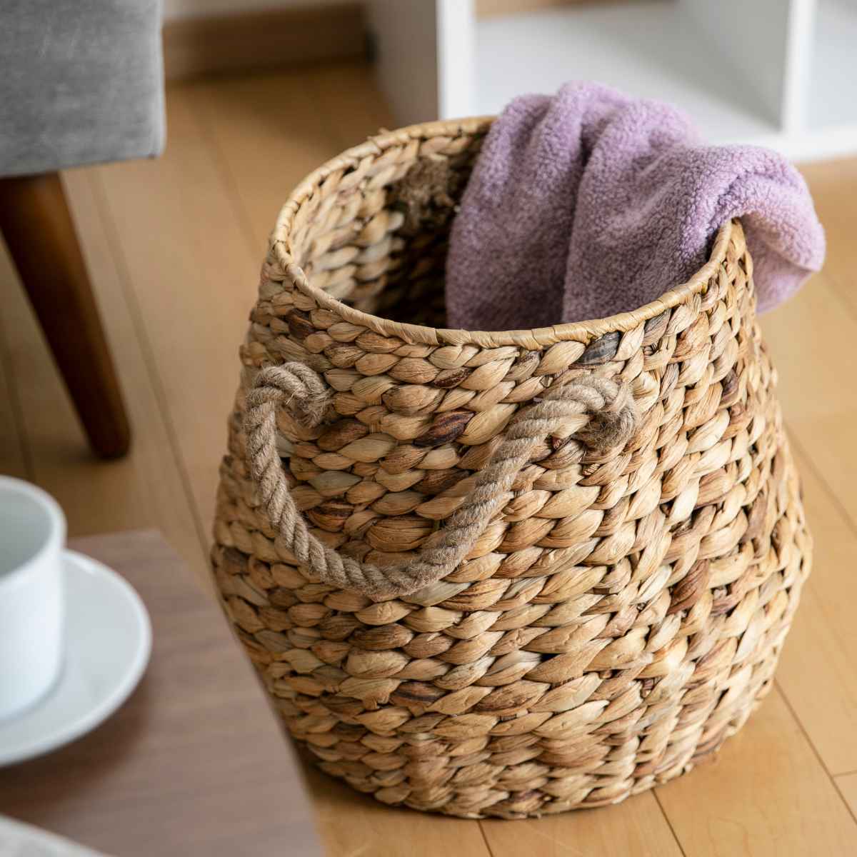 ちどり産業 バスケット ロープハンドル ウォーターヒヤシンス つぼ型