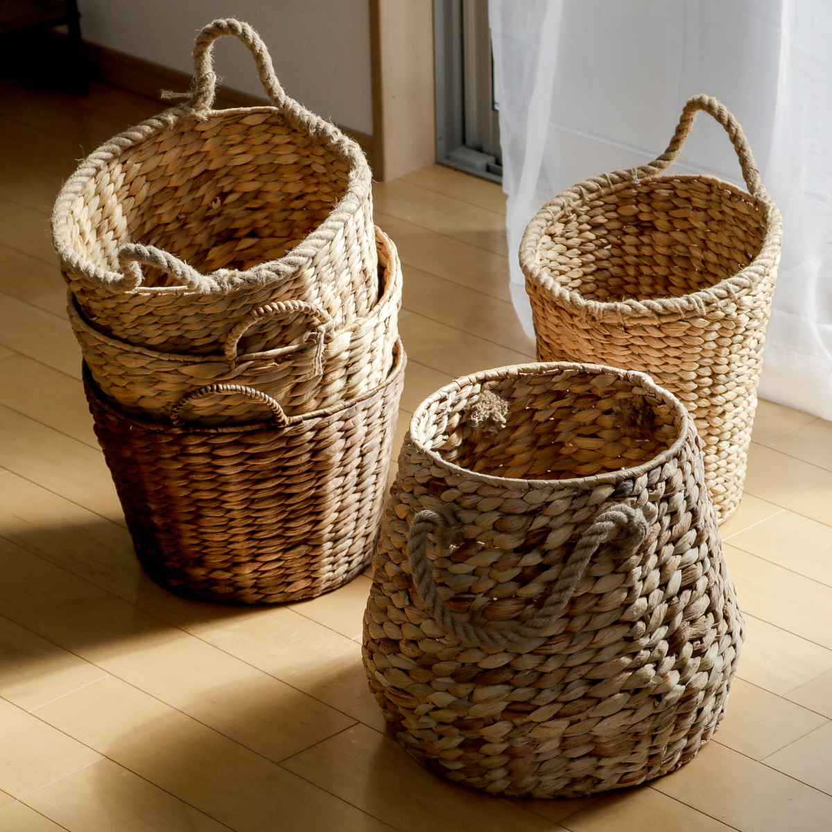 ちどり産業 バスケット ロープハンドル ウォーターヒヤシンス つぼ型