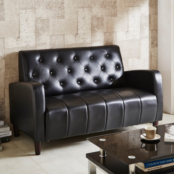 ソファ 二人掛け 幅130cm レザー調 レトロ コンパクト キルティング