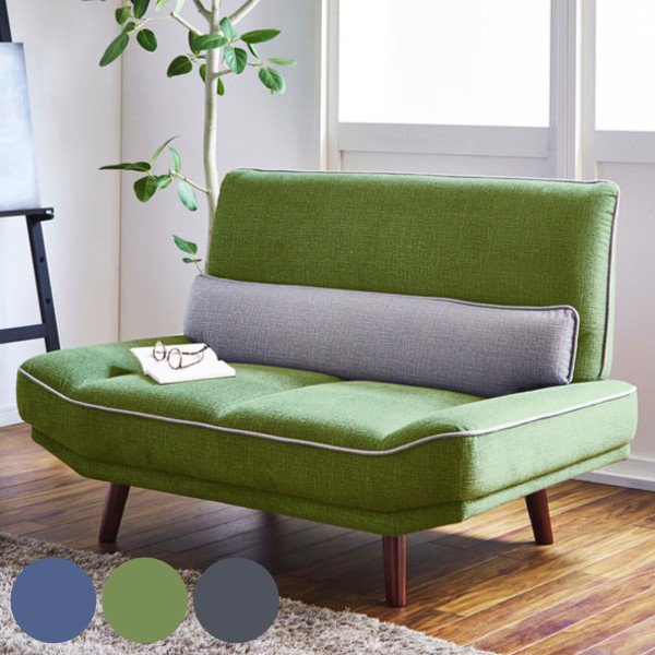 ソファ　リビングソファ　2人掛け　ローソファ　リクライニングソファ　グリーン ソファ 二人掛け 幅130cm 耐ひっかき傷 ファブリック 脚付き