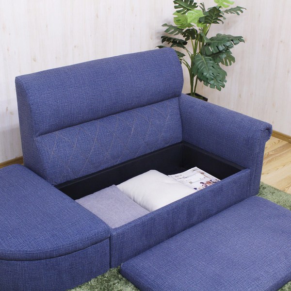 カウチソファ 二人掛け オットマン スツール 収納 コンパクト