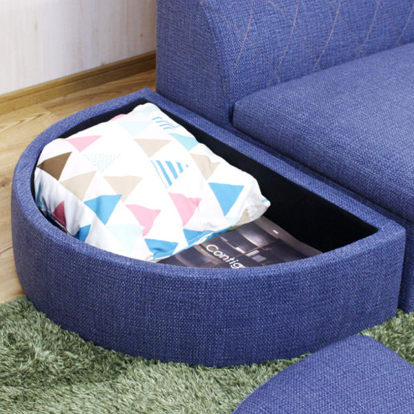 カウチソファ 二人掛け オットマン スツール 収納 コンパクト