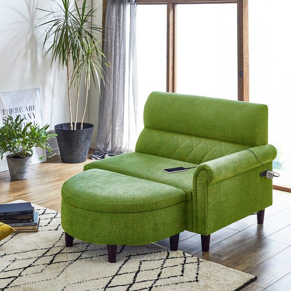 FLANNEL オットマン、クッション 緑 グリーン（※ソファ別売り） ソファ