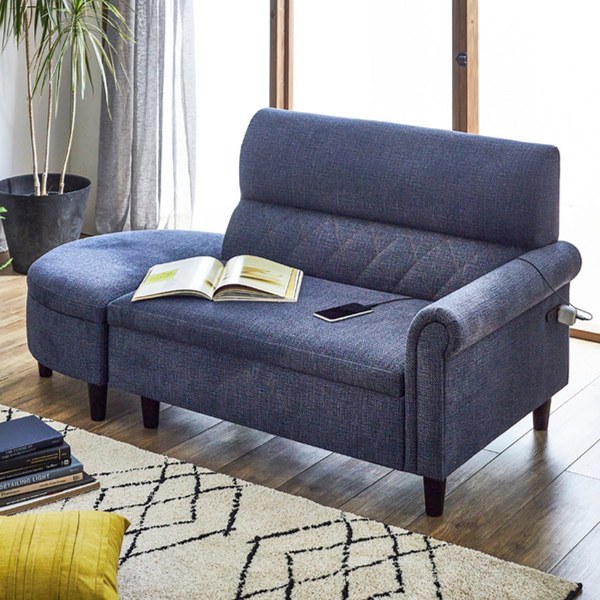 カウチソファ 二人掛け オットマン スツール 収納 コンパクト