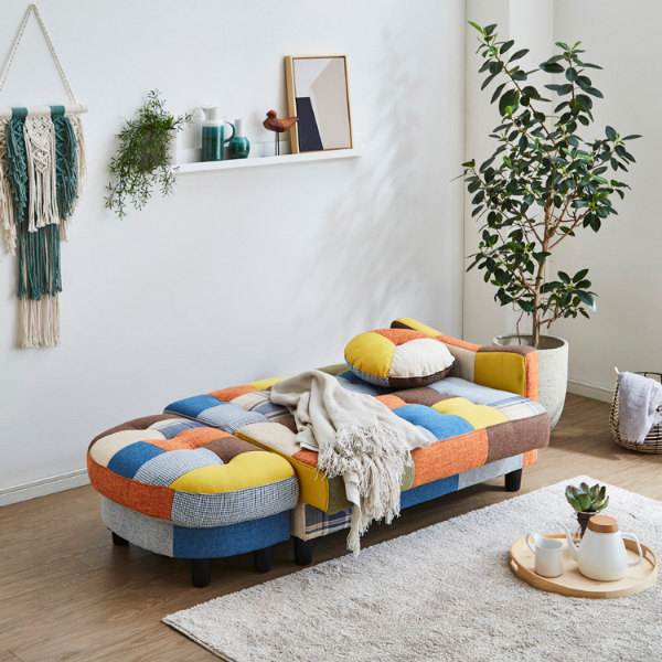 カウチソファ 二人掛け パッチワーク オットマン スツール 収納