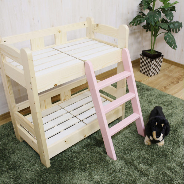 ペットベッド 2段 幅70cm 木製 すのこ はしご付き （ ベッド ペット用