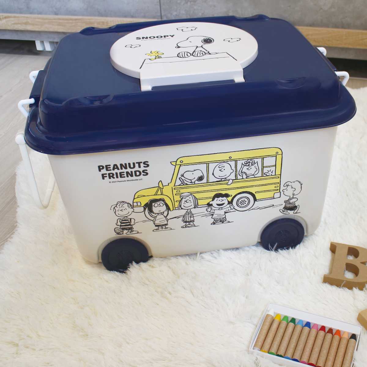 おもちゃ箱 スヌーピー キャスター付き （ 収納ボックス ふた おもちゃ