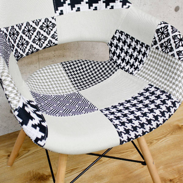 チェア 座面高45cm パッチワーク 肘掛け イームズ風 （ ダイニング