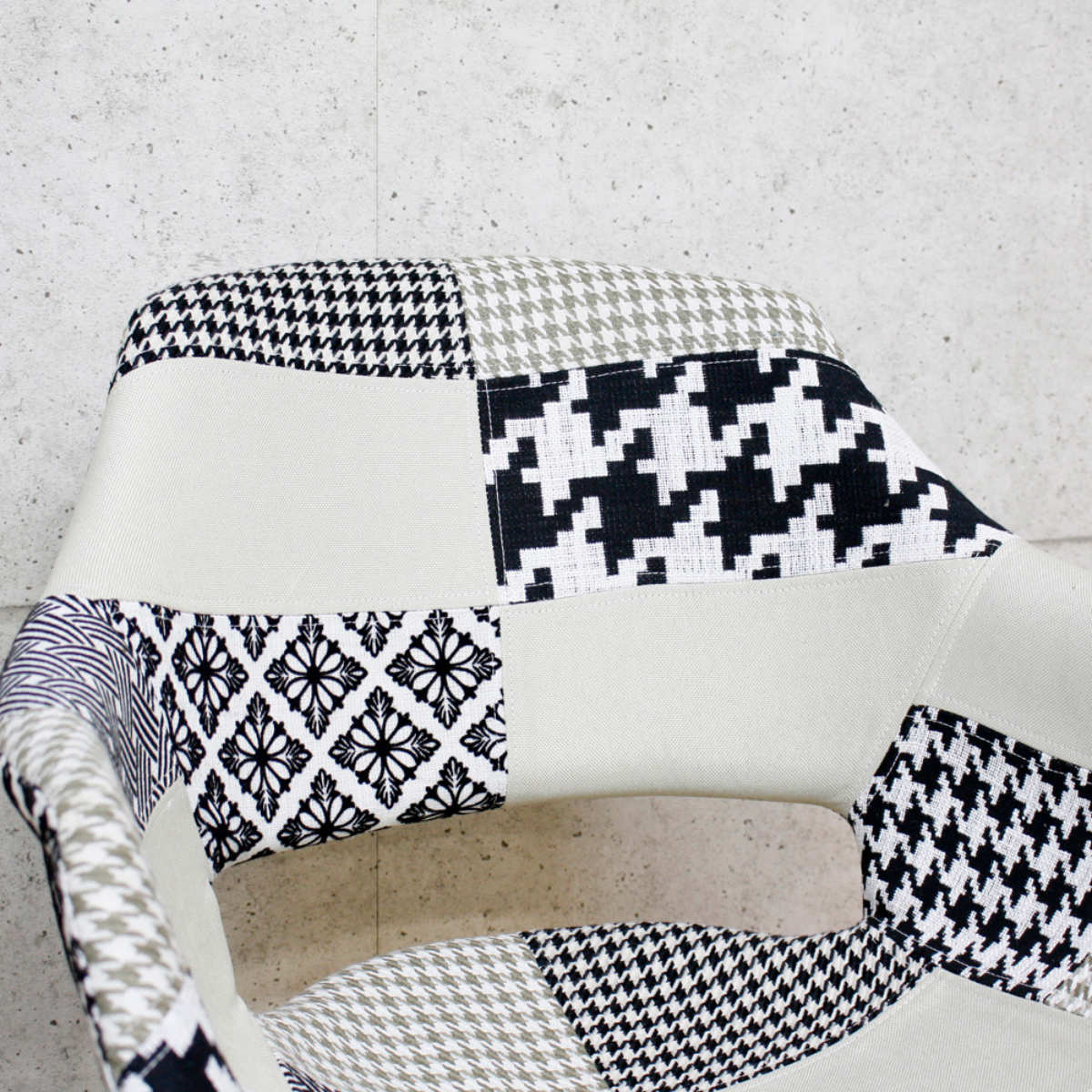 チェア 座面高45cm パッチワーク 肘掛け イームズ風 （ ダイニング