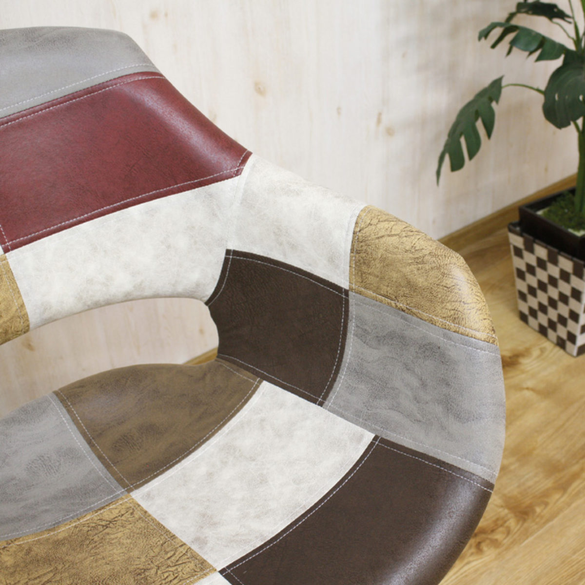 チェア 座面高45cm パッチワーク 肘掛け イームズ風 （ ダイニング