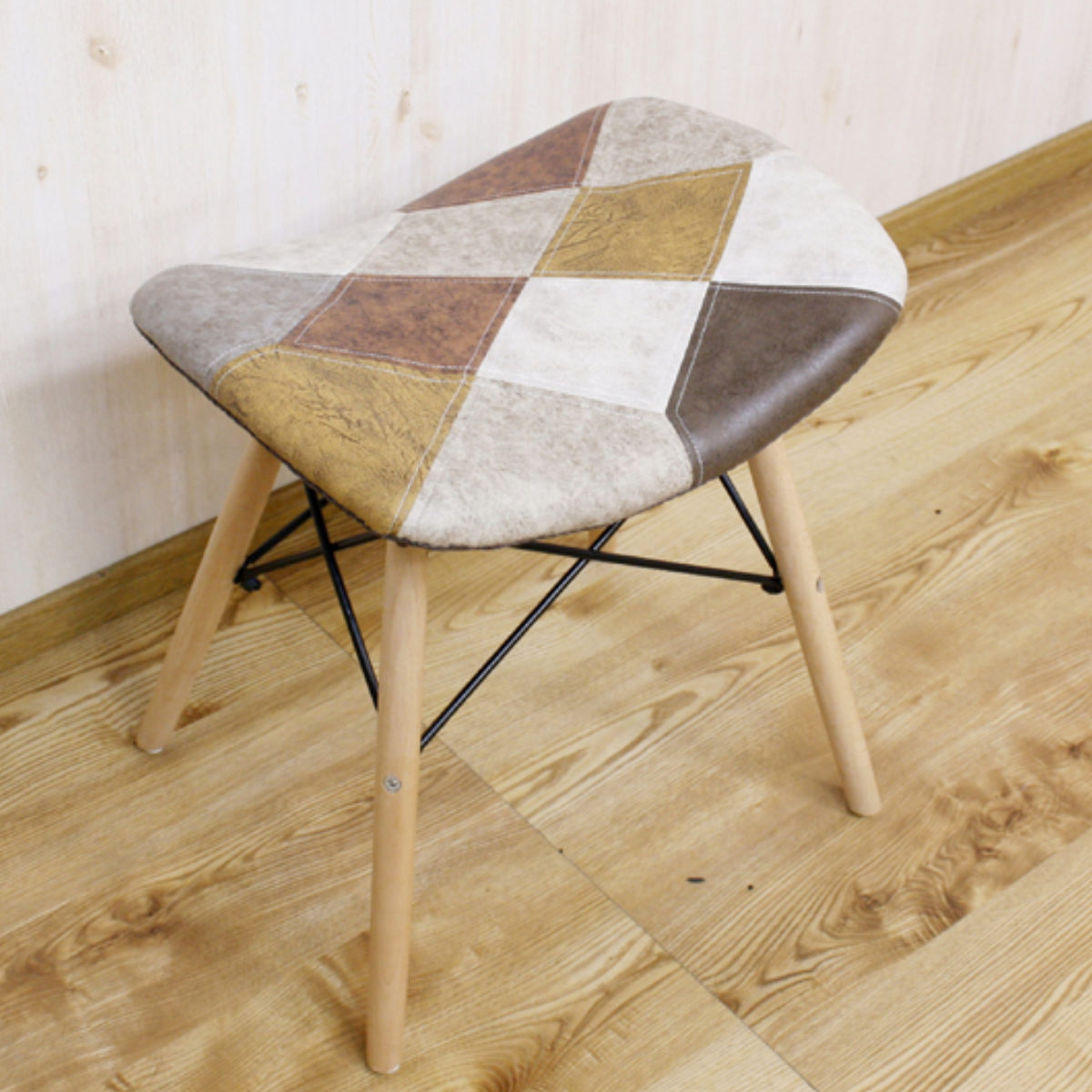 スツール 高さ45cm パッチワーク 木製 （ チェア イス 椅子 チェアー