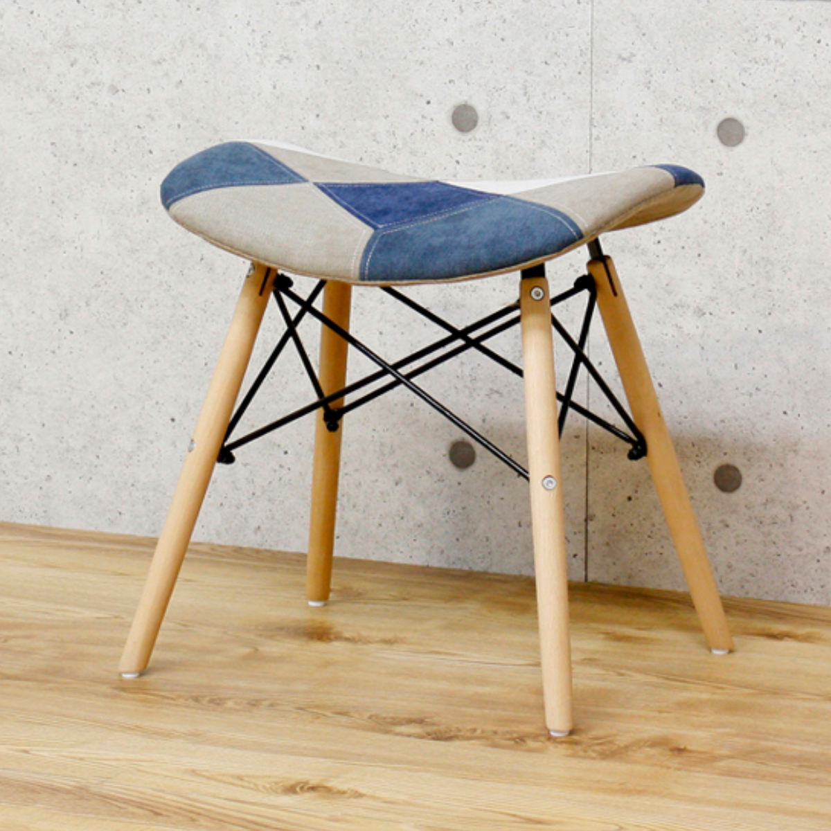 スツール 高さ45cm パッチワーク 木製 （ チェア イス 椅子 チェアー