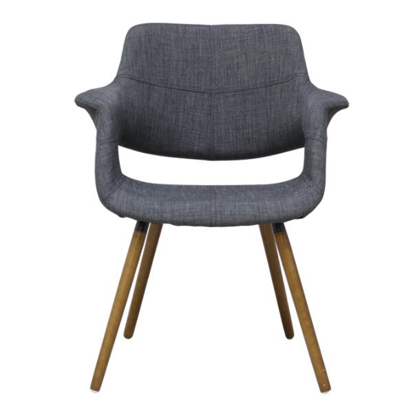 チェア 座面高45cm レザー調 ファブリック 木製 肘掛け （ 天然木