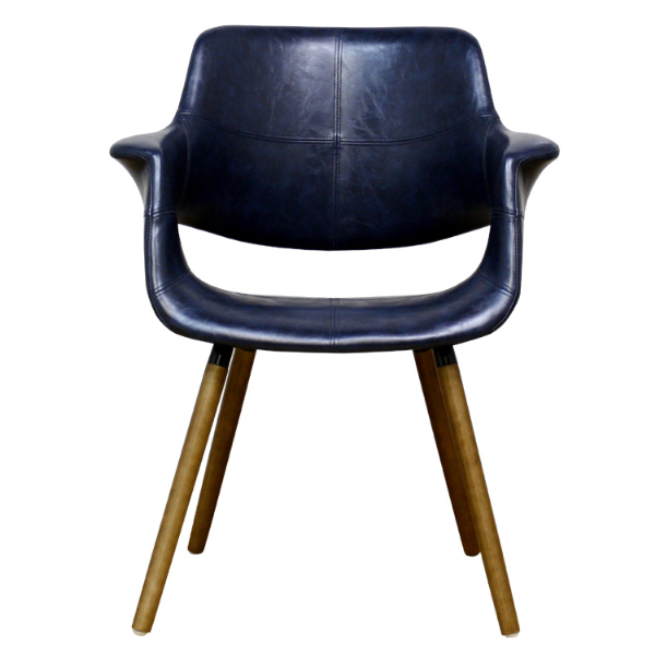 チェア 座面高45cm レザー調 ファブリック 木製 肘掛け （ 天然木