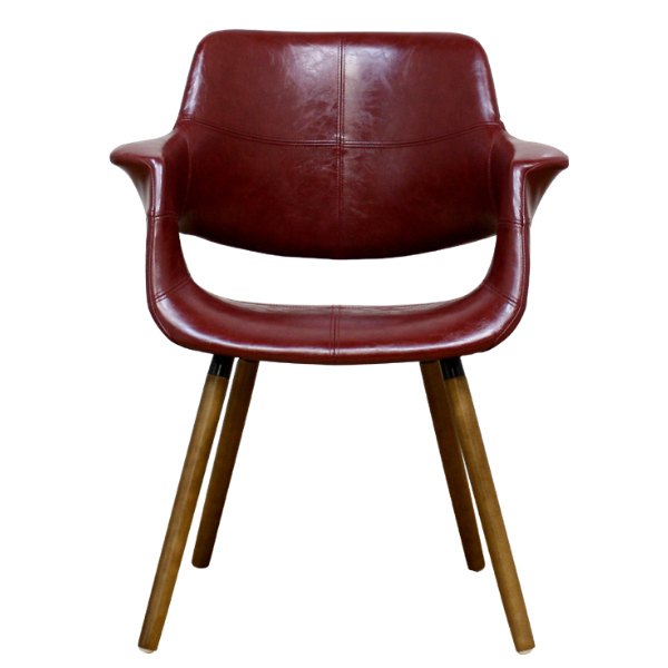 チェア 座面高45cm レザー調 ファブリック 木製 肘掛け （ 天然木