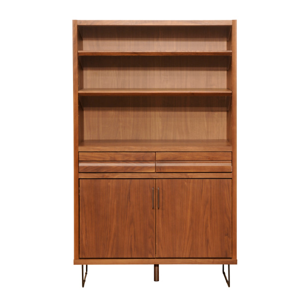 キャビネット 上段オープンラック ウォールナット材 日本製 幅90cm