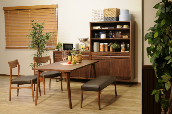 キャビネット 上段オープンラック ウォールナット材 日本製 幅90cm