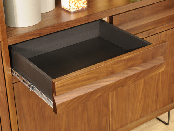 キャビネット 上段オープンラック ウォールナット材 日本製 幅90cm