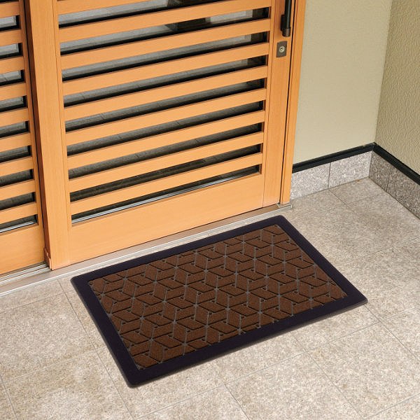 玄関マット 45x75cm 厚さ8mm 屋外用 網代柄 （ 45×75cm 屋外 玄関