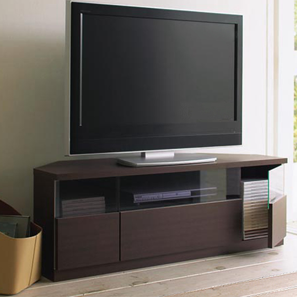テレビ台 コーナー型 ローボード ハーフガラス扉 引出しタイプ 幅120cm