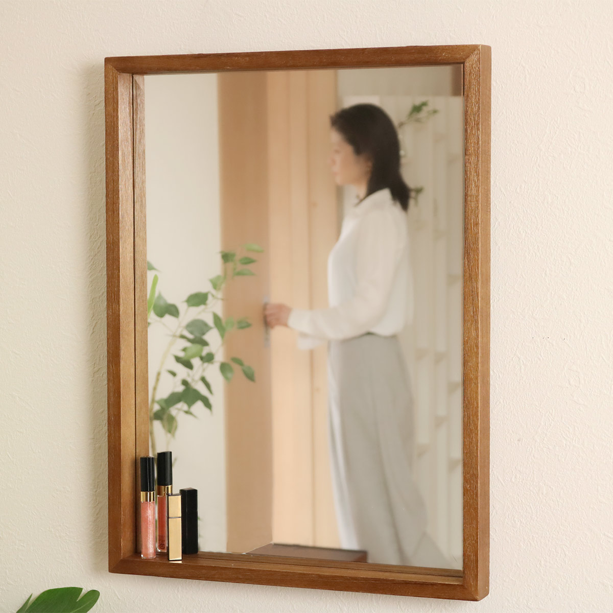 軽壁掛け鏡160x100木目 ボックスミラー 幅45cm Paulo 木製 桐 壁掛け （ 鏡 ミラー 壁掛け