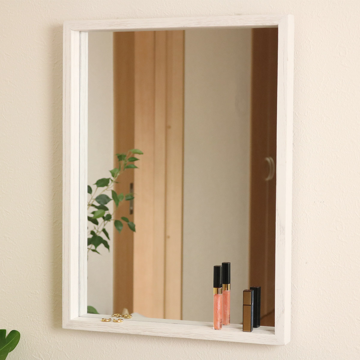 ボックスミラー 幅45cm Paulo 木製 桐 壁掛け （ 鏡 ミラー 壁掛け