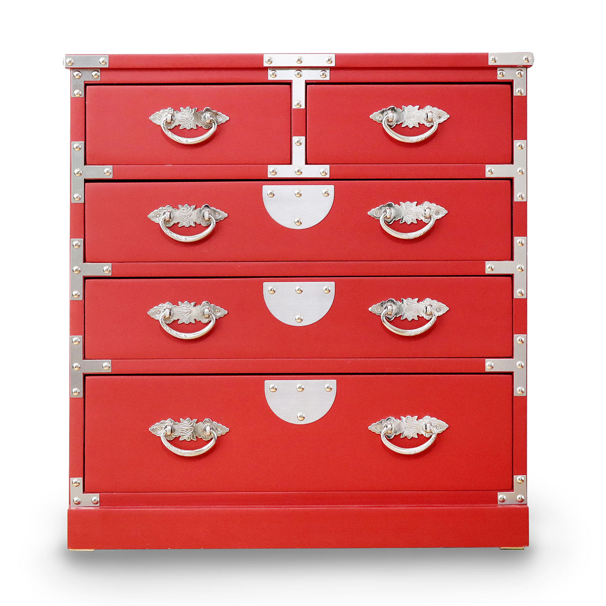 引出箪笥 4段 民芸調 和風チェスト 朱雀 幅58cm （ 箪笥 和風民芸調