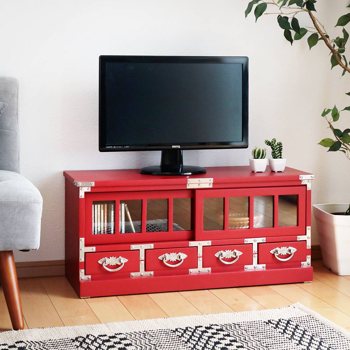 レトロ　赤色　キャビネット　レンジ台　テレビ台 レトロ 赤色 キャビネット レンジ台 テレビ台 レトロ 赤色