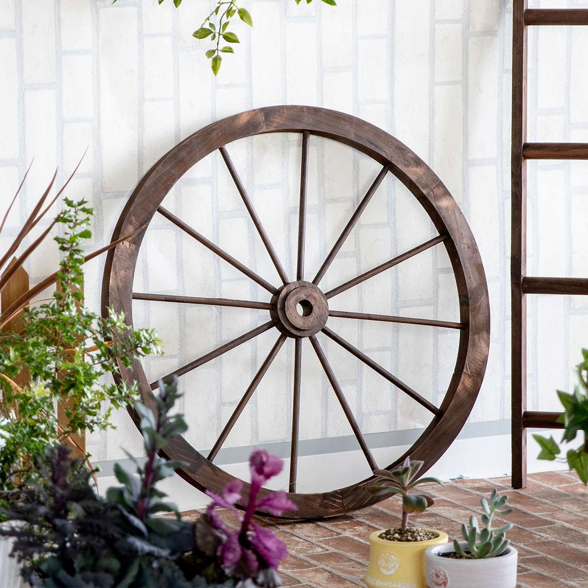オーナメント ウッド・ホイール L （ ガーデニング雑貨 車輪 木製