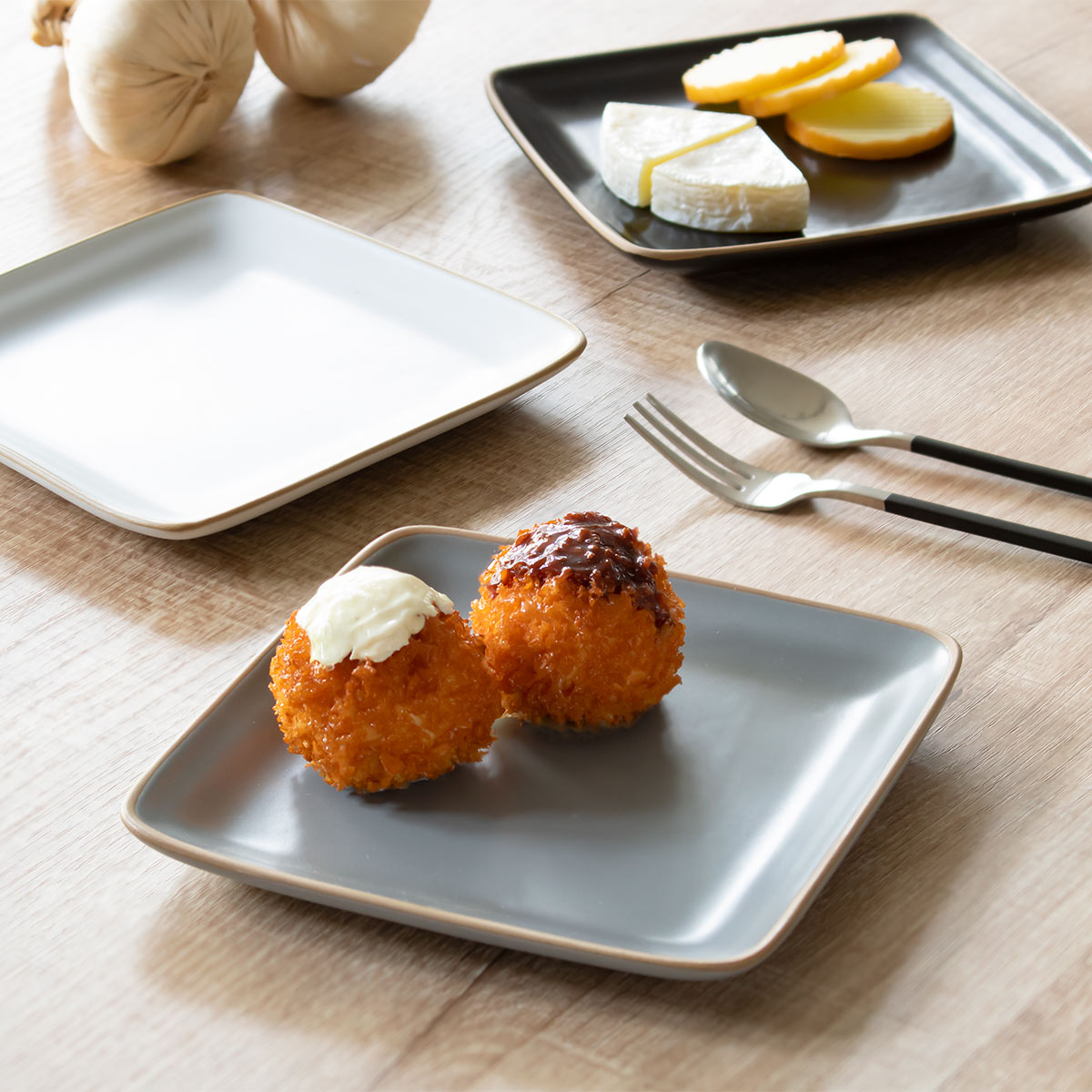 プレート 14cm スクエアプレート エッジライン 陶器 （ 食洗機対応