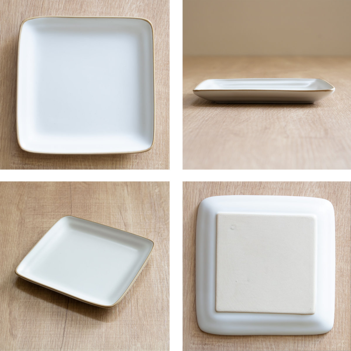 プレート 14cm スクエアプレート エッジライン 陶器 同色5枚セット