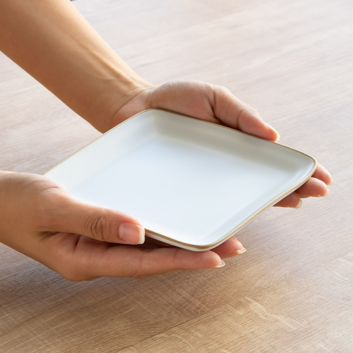 プレート 14cm スクエアプレート エッジライン 陶器 同色5枚セット