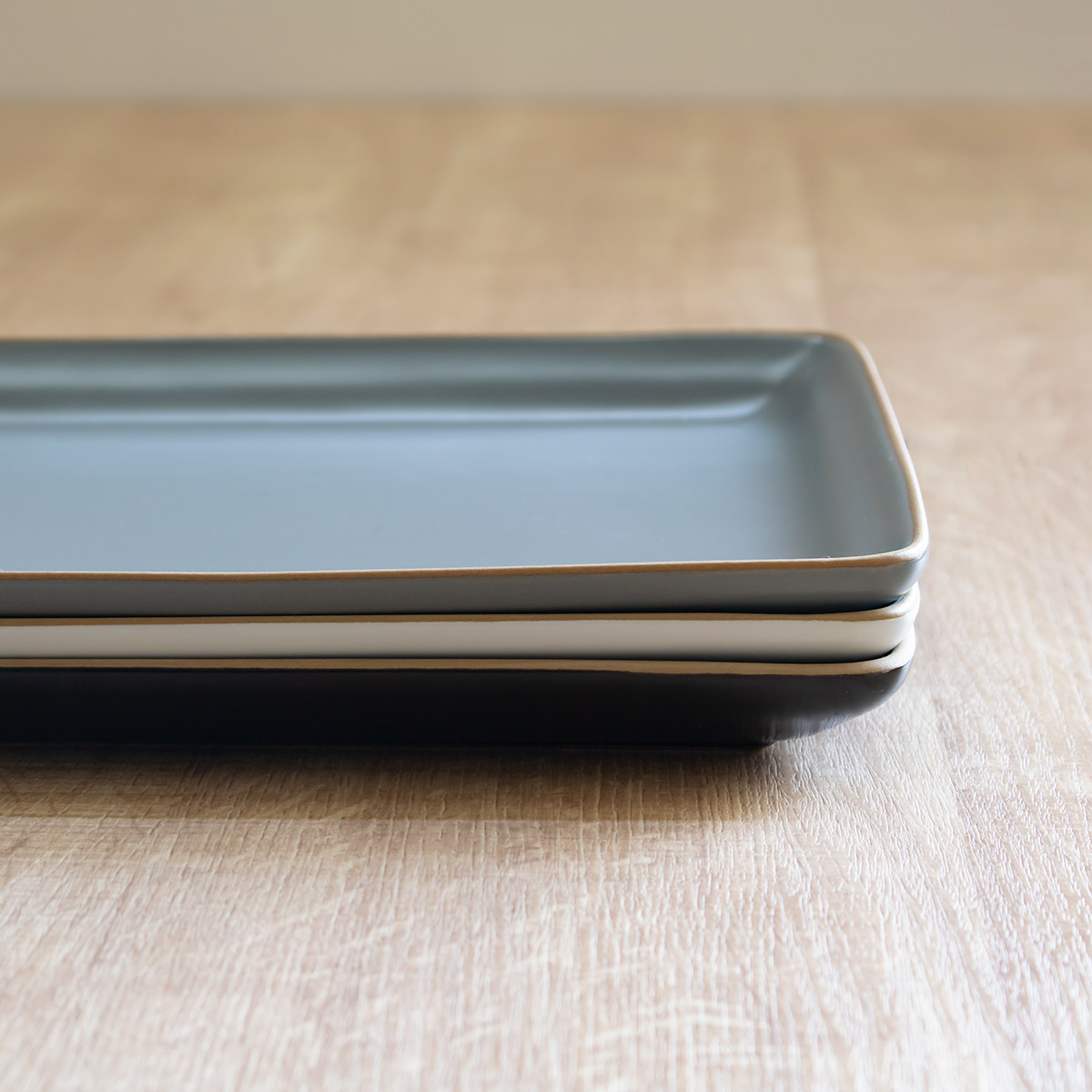 プレート 28cm レクタングルプレート エッジライン 陶器 （ 食洗機対応