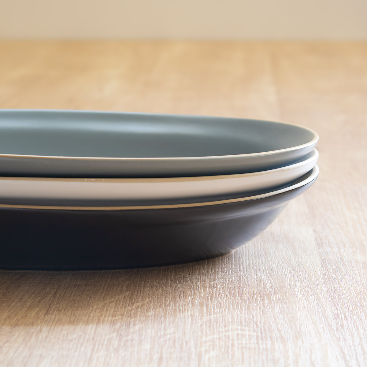 カレー皿 27cm オーバル エッジライン 陶器 （ 食洗機対応 電子レンジ