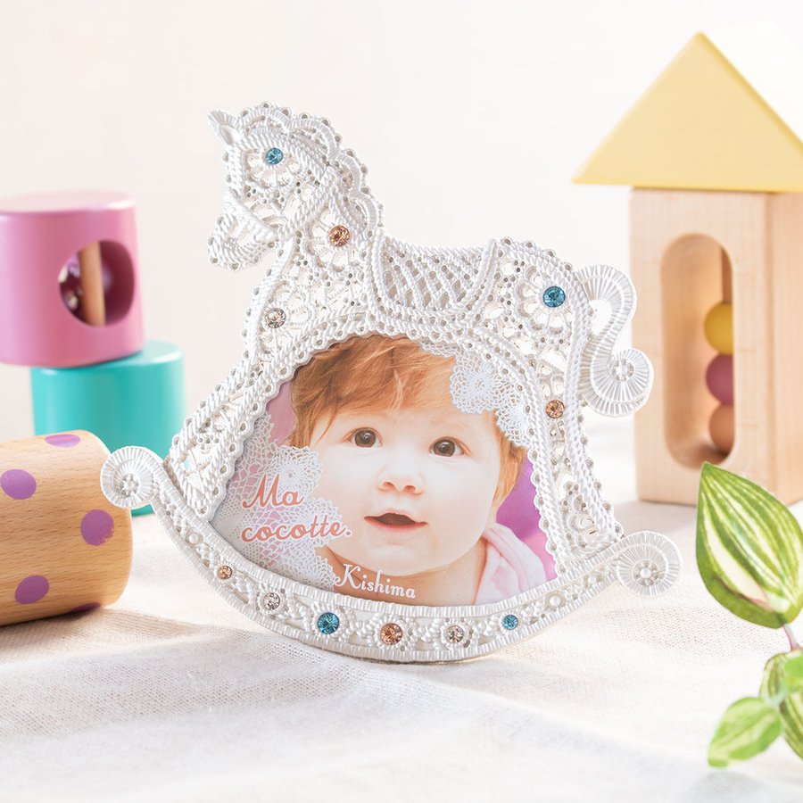 フォトフレーム ベビー CROCHET BABY FRAME Pearl White Horse （ 写真