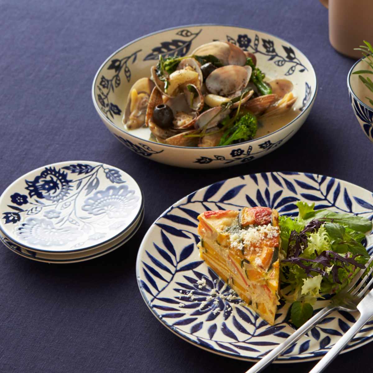 パスタプレート 20cm AIKA 硬質陶器 同柄4枚セット （ 食洗機対応 電子