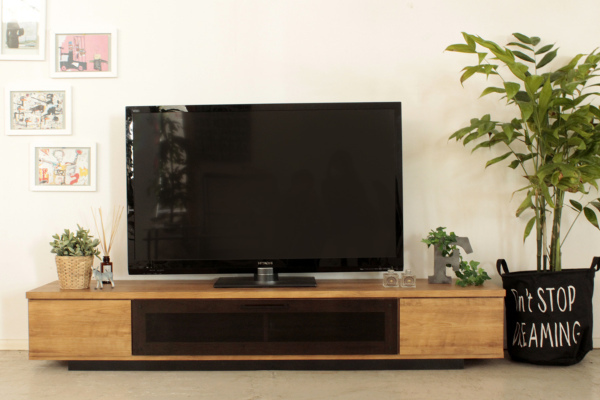 東馬（Tohma） テレビ台 ローボード ヴィンテージ調 ダークガラス扉