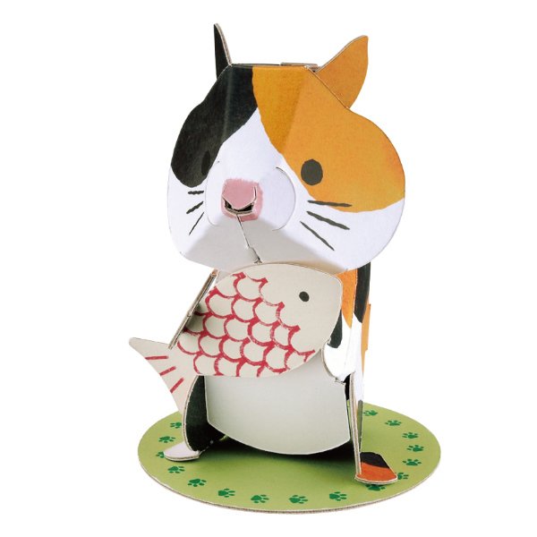 工作キット ダンボール製 hacomo kids mini ねこ （ ダンボール 段ボール 動物 ネコ おもちゃ ペーパークラフト 工作 子ども キッズ 組み立て ）