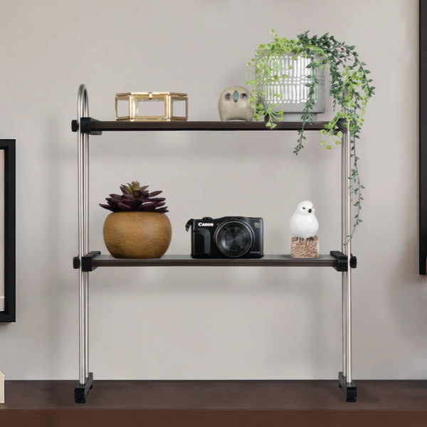 キッチンラック 2段 幅40cm モクメタル （ 木目 キッチン ラック 棚