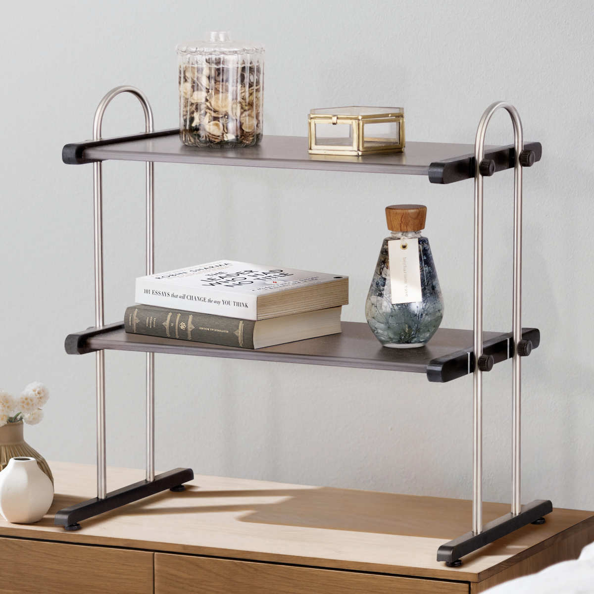 キッチンラック 2段 幅40cm モクメタル （ 木目 キッチン ラック 棚