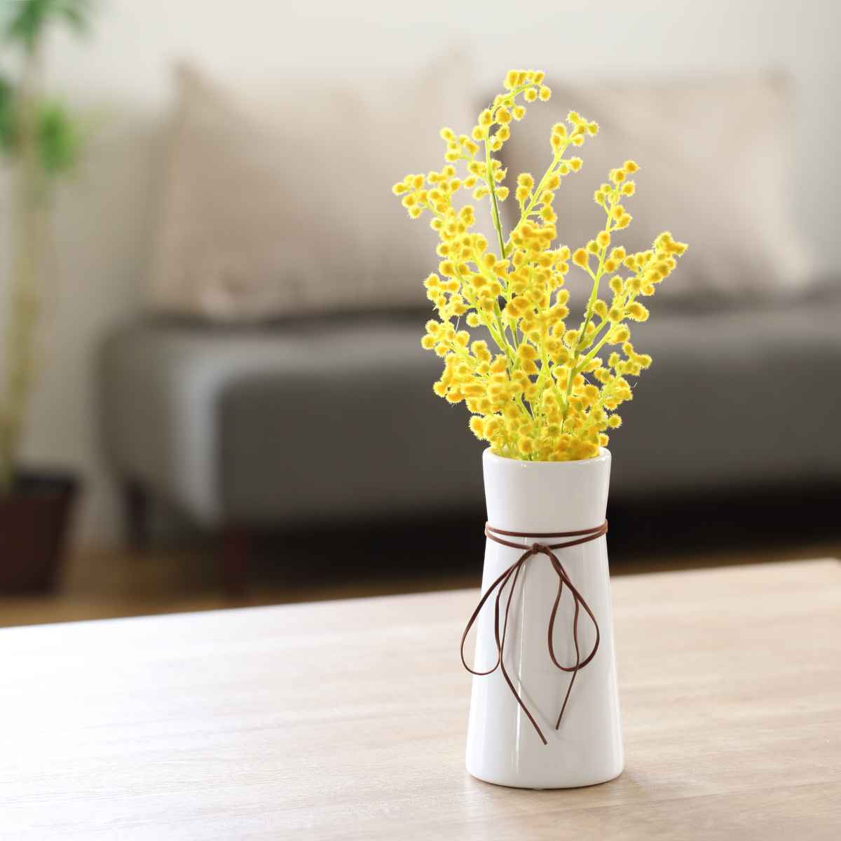 フェイクグリーン ミモザ ロングポット （ 人工観葉植物 インテリア