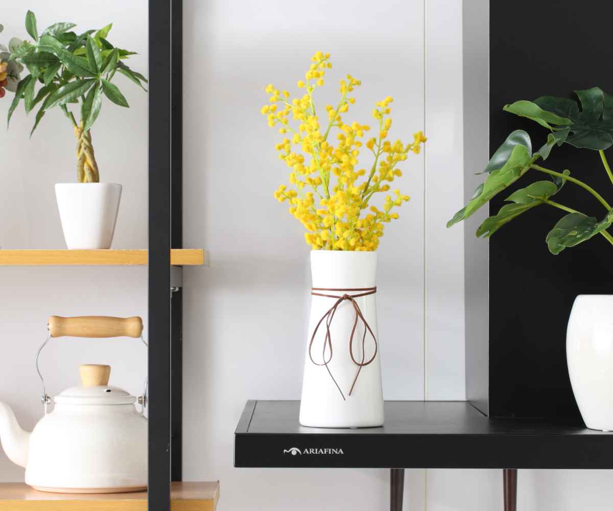 フェイクグリーン ミモザ ロングポット （ 人工観葉植物 インテリア 