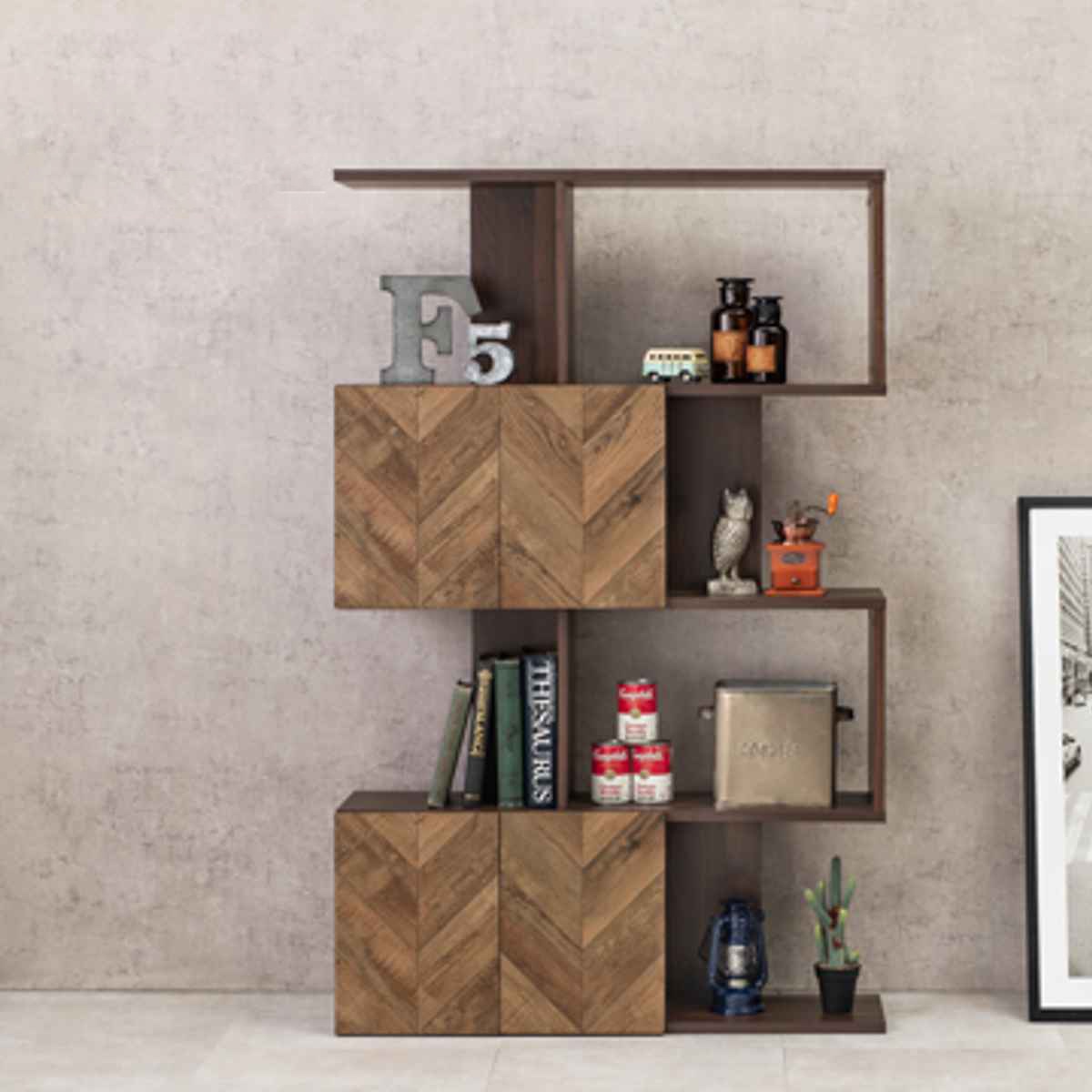 HAGiHARA（萩原） オープンラック 4段 ディスプレイラック 矢貼り風