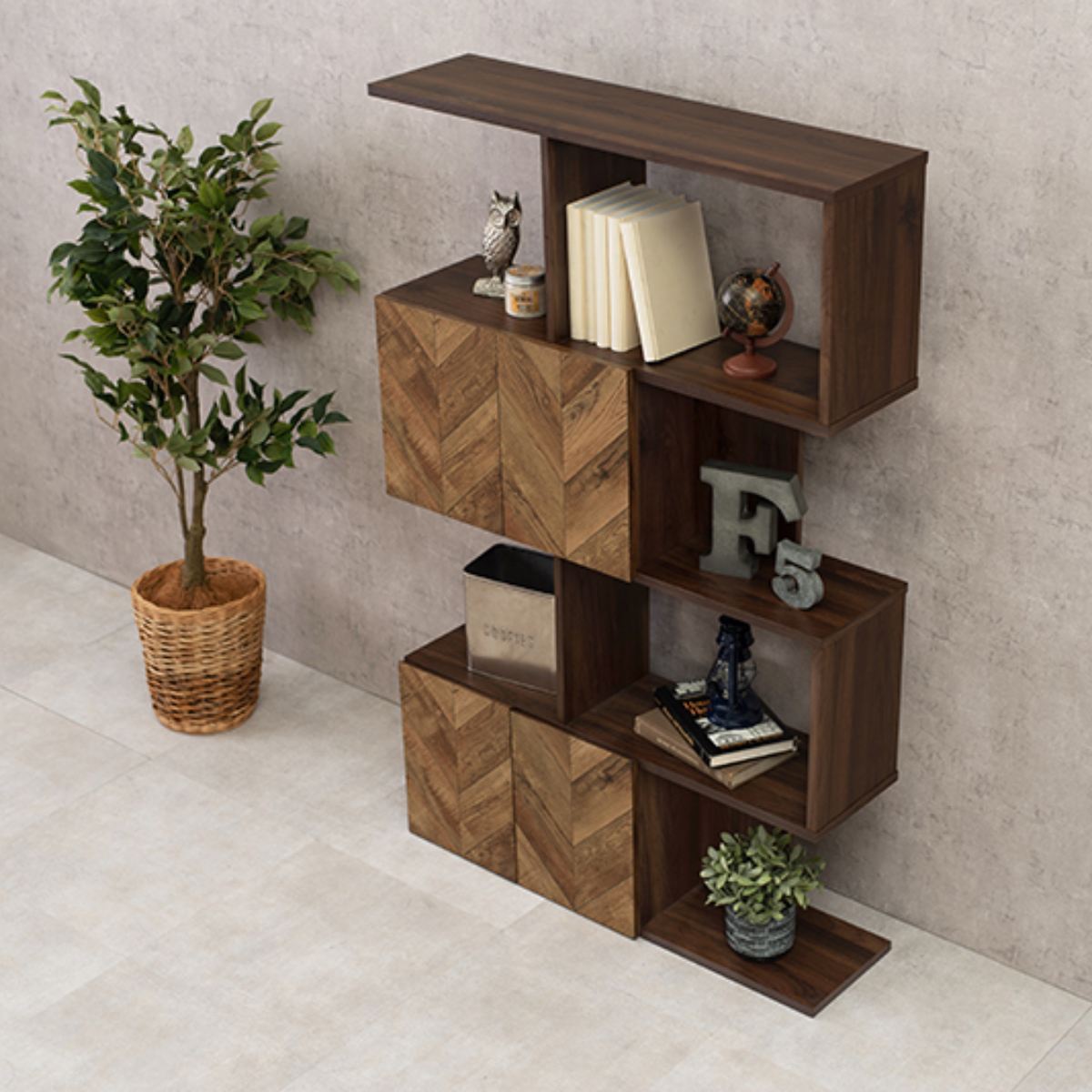 HAGiHARA（萩原） オープンラック 4段 ディスプレイラック 矢貼り風