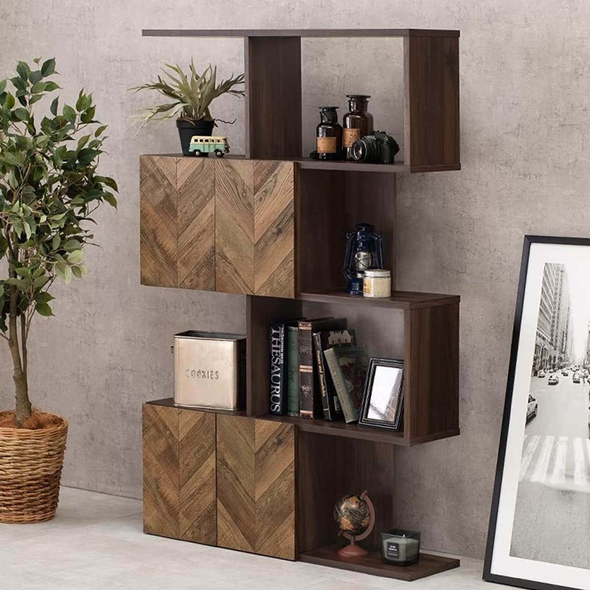 HAGiHARA（萩原） オープンラック 4段 ディスプレイラック 矢貼り風