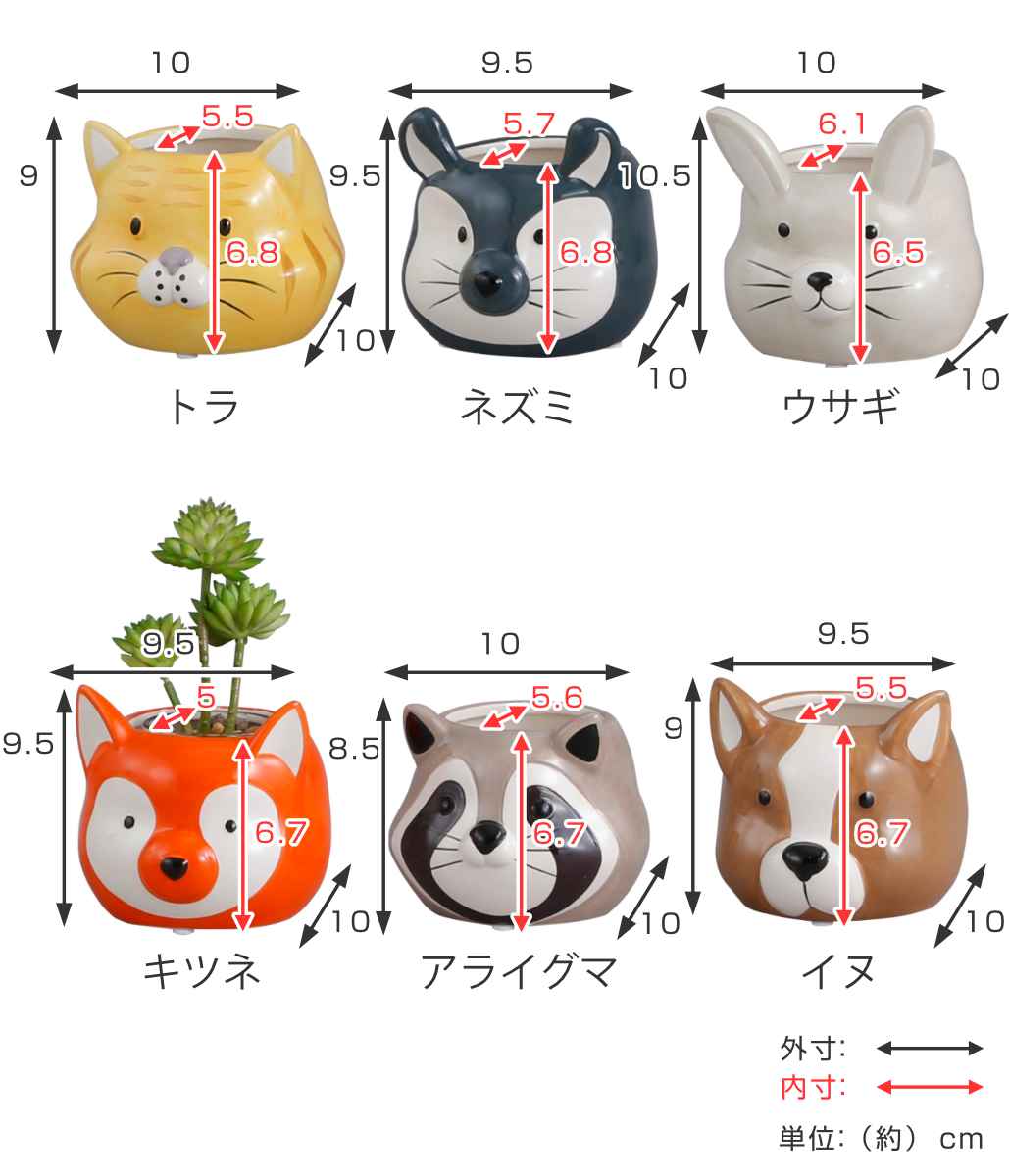 プランター アニマル ポット （ 植木鉢 プラントポット 陶器 鉢植え 鉢