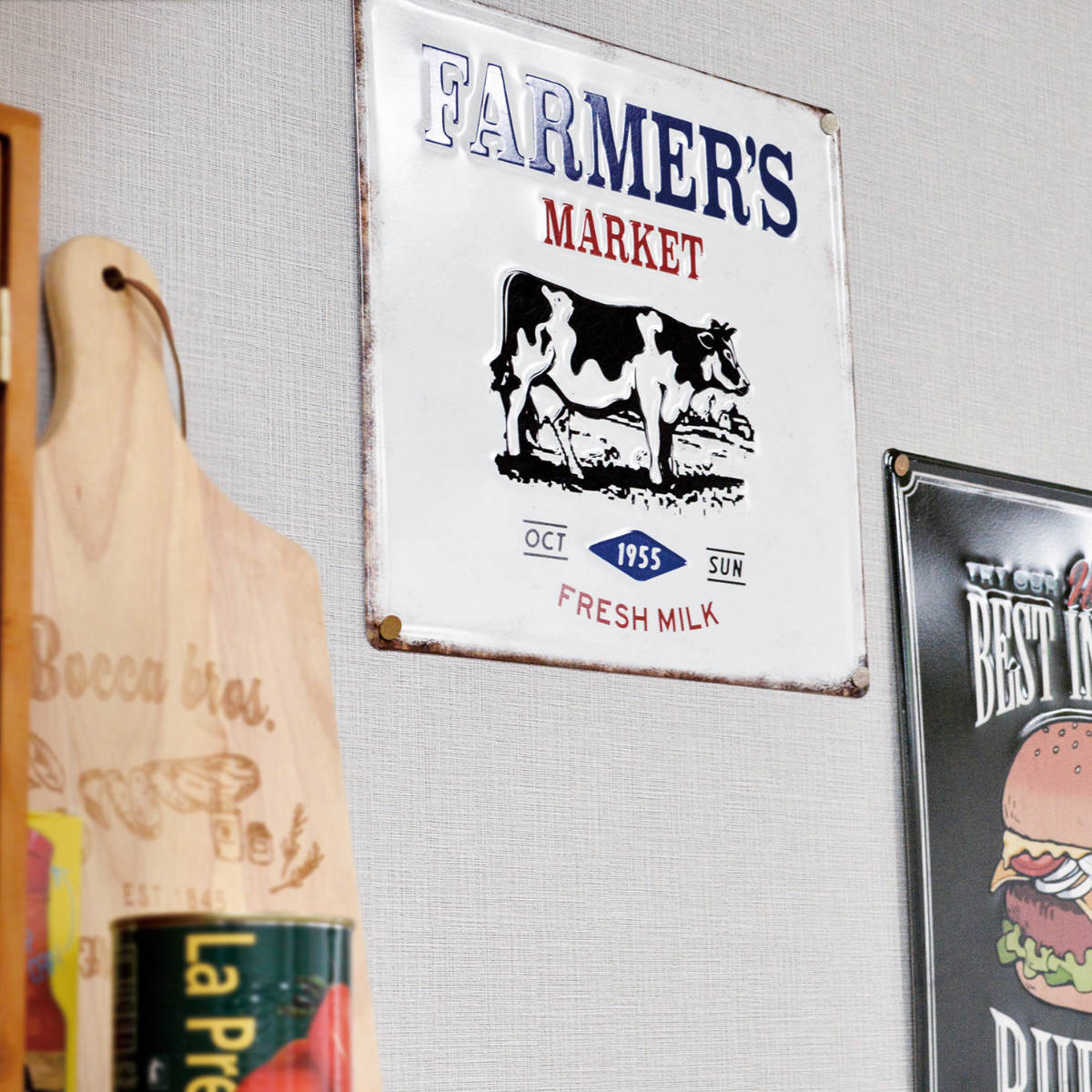 サインボード ミルク M メタル （ ティンサイン ブリキ看板