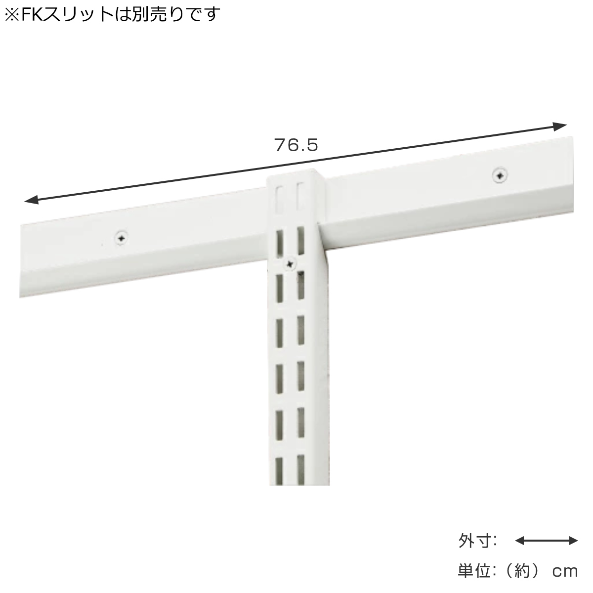 壁面収納 FKレール 幅76.5cm フィットラック （ 棚柱 支柱 レール